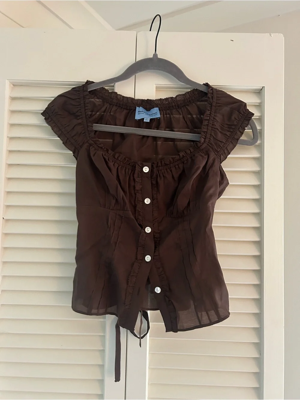 Reformation x Devon Lee Carlson Alabama Blouse Top Chocolate Cake Brown Corset 2